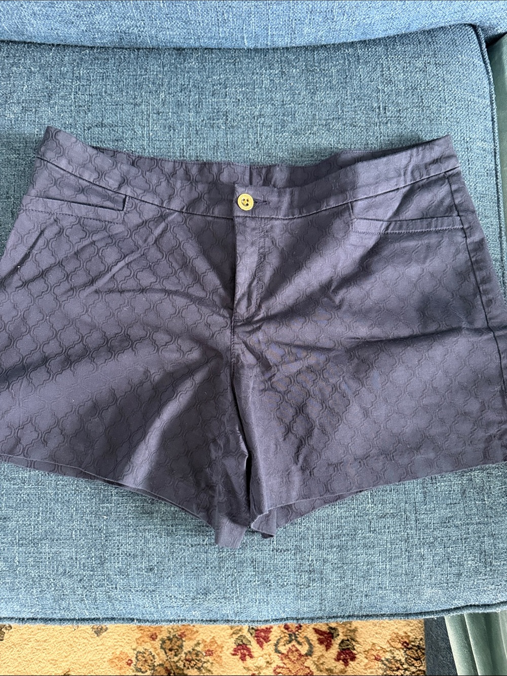 Lilly Pulitzer Textured navy High-Waist Shorts